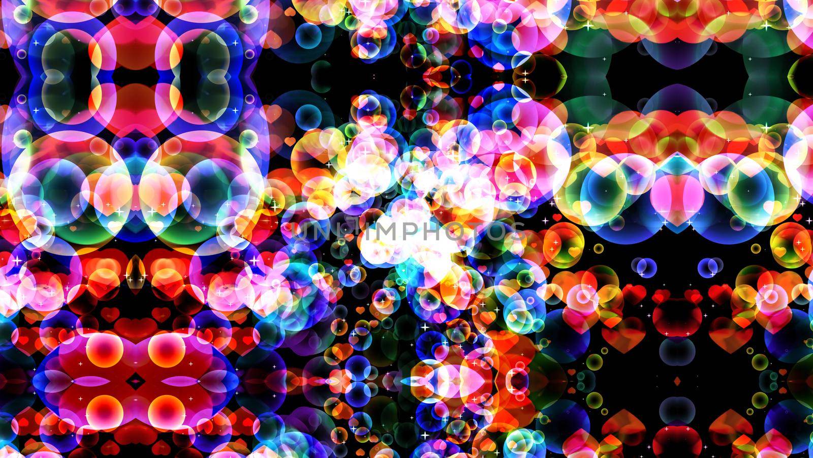 reflection dark abstract dimension rainbow bubbles with dancing hearts floating by Darkfox