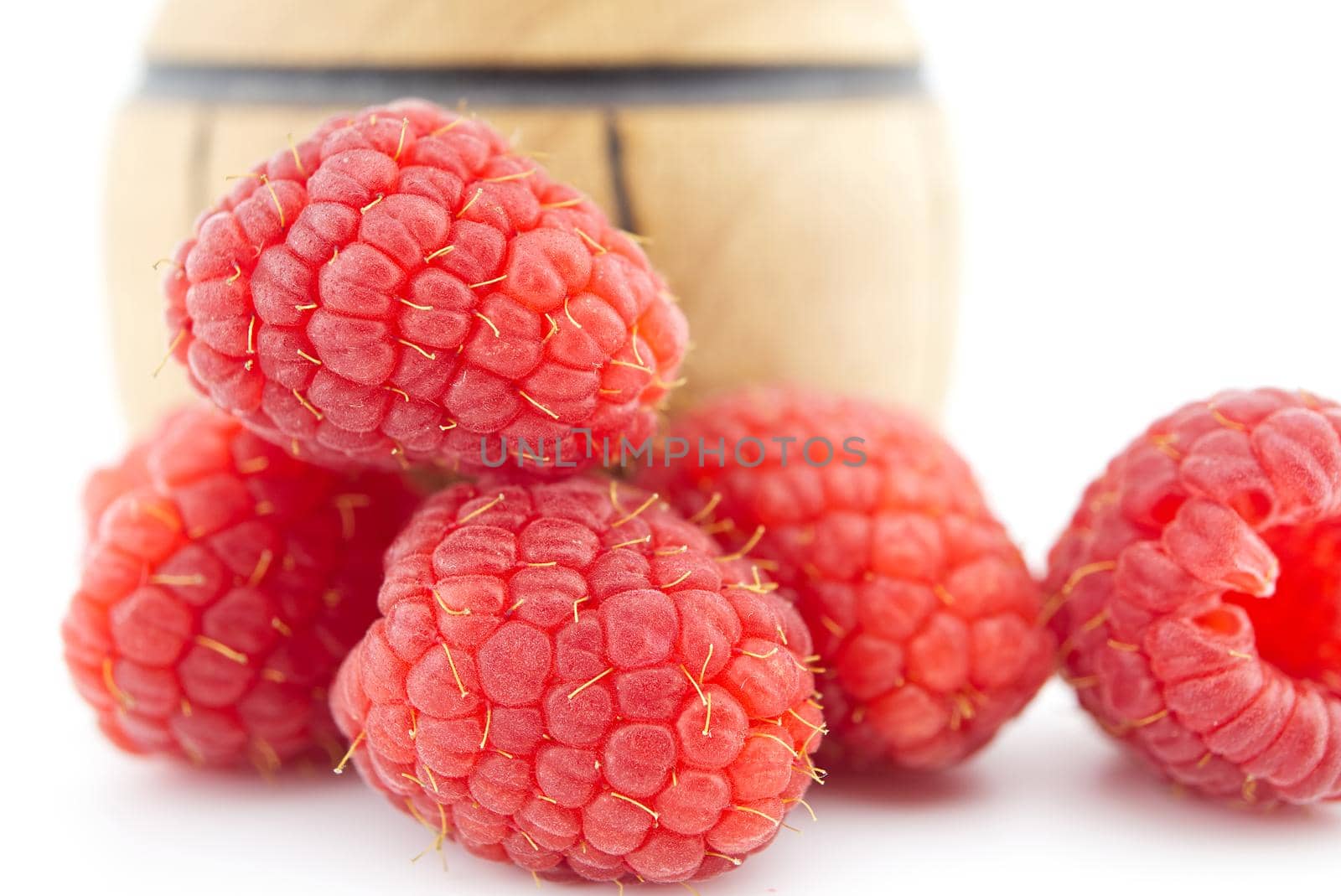 Pile of red ripe raspberry berries. Macro photo