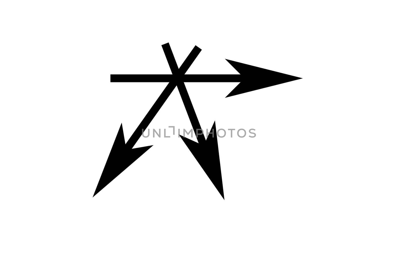 Illustration. There are only three arrows in different directions.