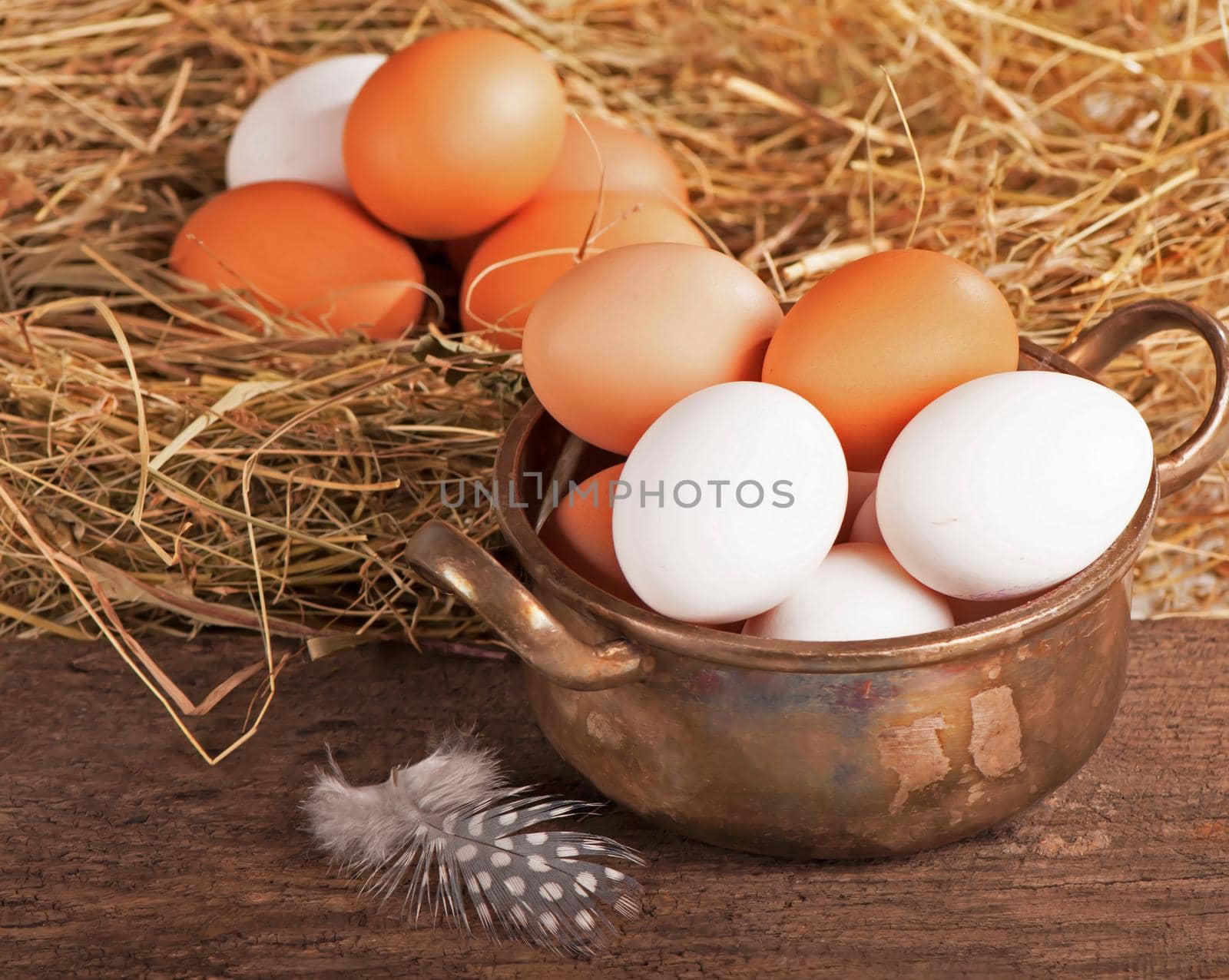Nest with quail eggs on a canvas easter by aprilphoto