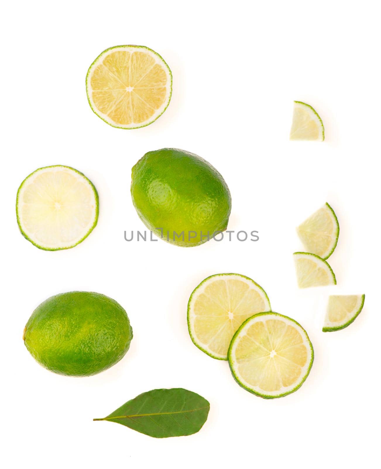 Creative layout made of lime. Flat lay. Food concept.