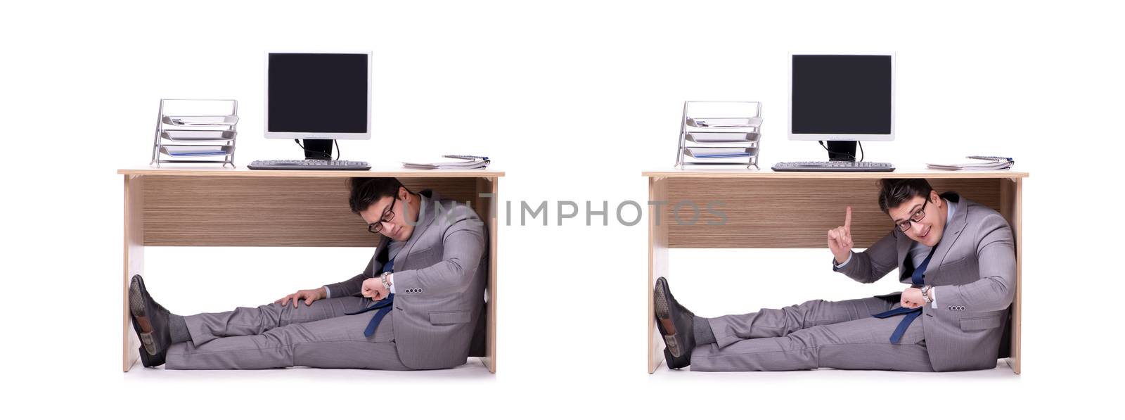 Businessman hiding in the ofice