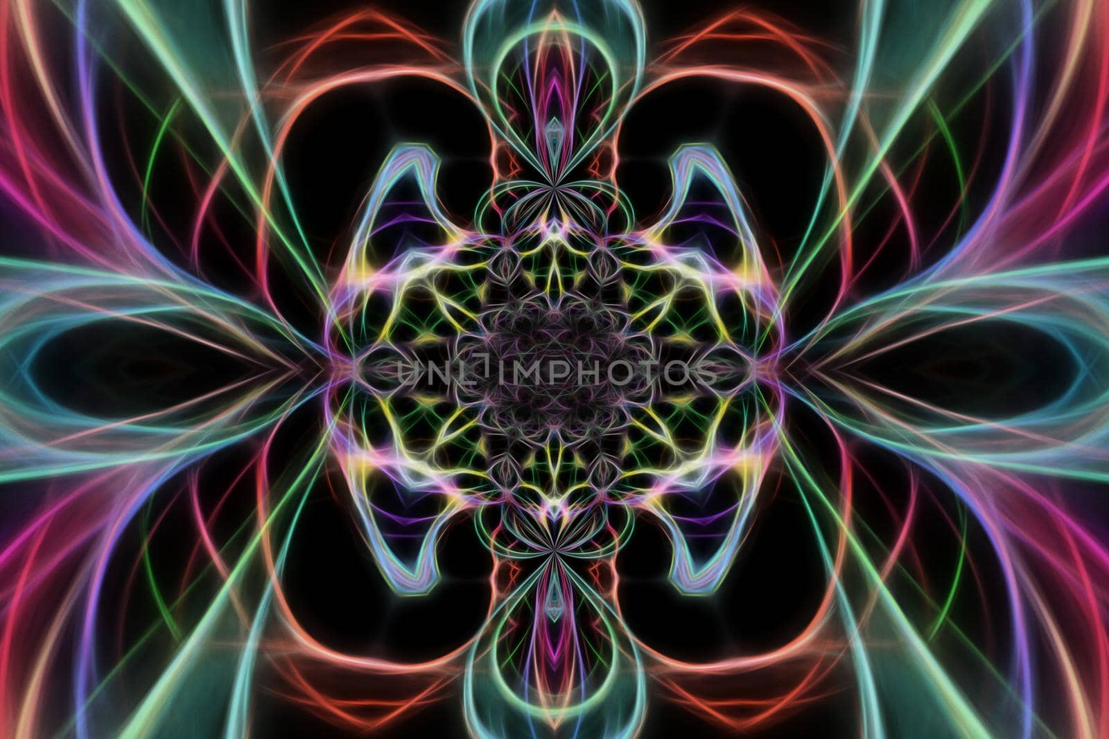 Abstract multicolored fractal neon background.