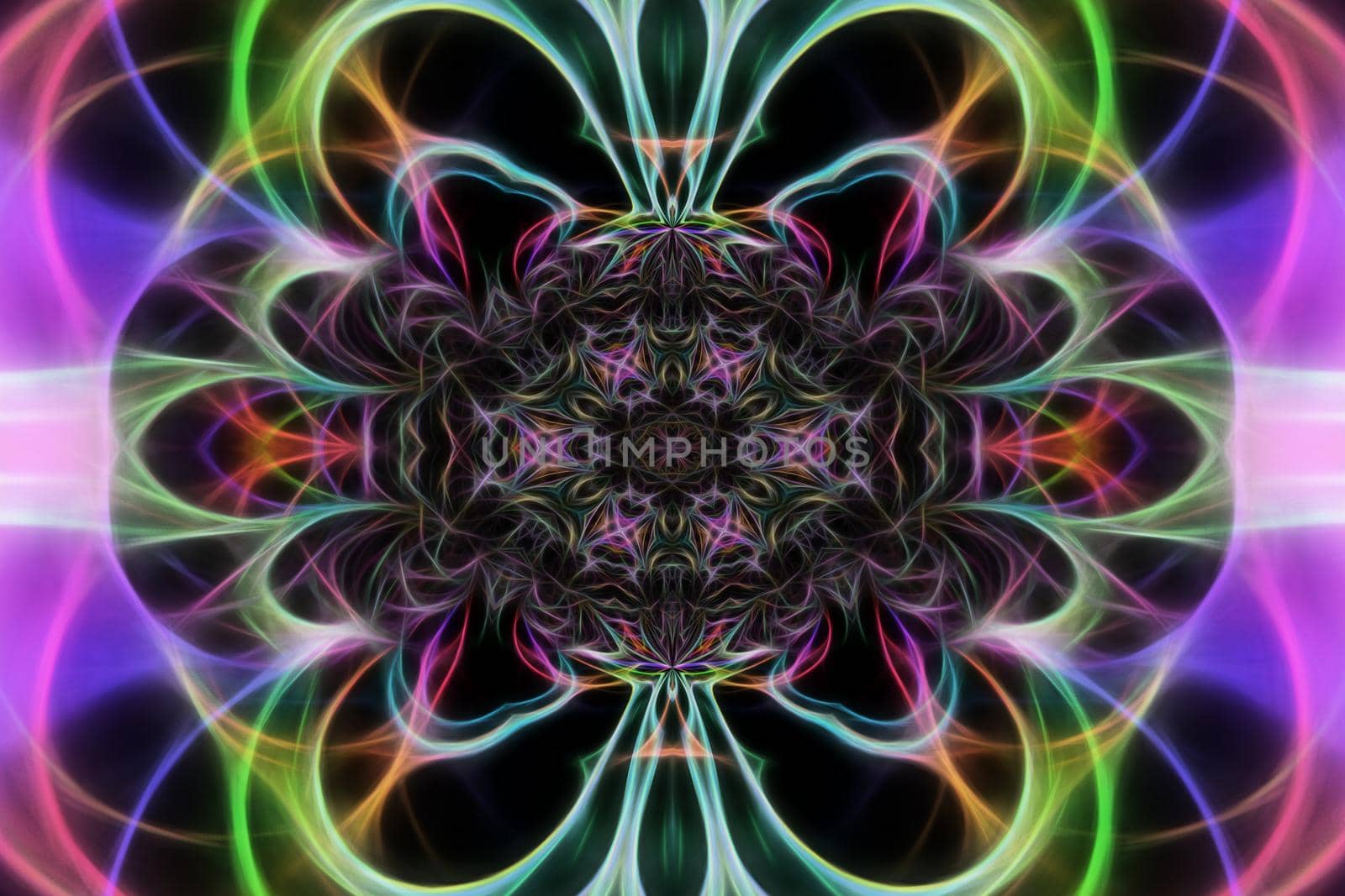 Abstract multicolored fractal neon background.