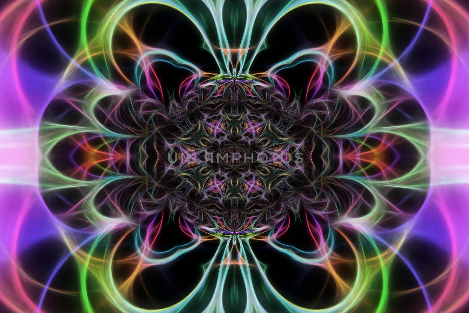 Abstract multicolored fractal neon background.