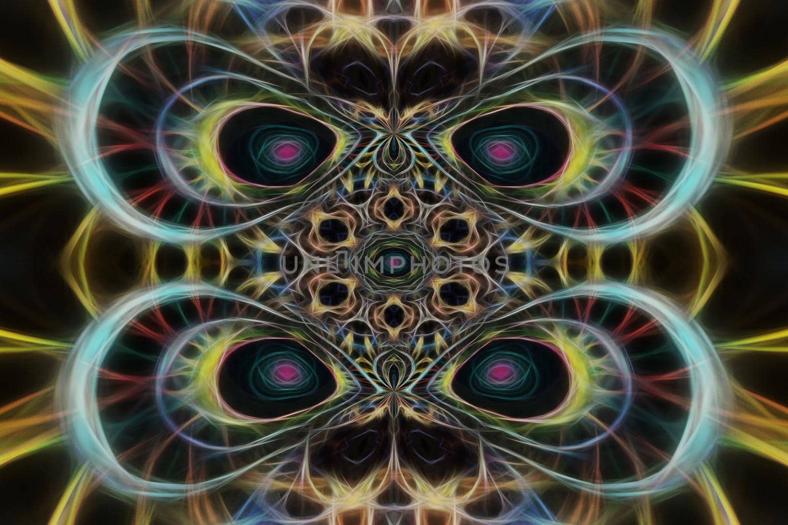 Abstract multicolored fractal neon background.