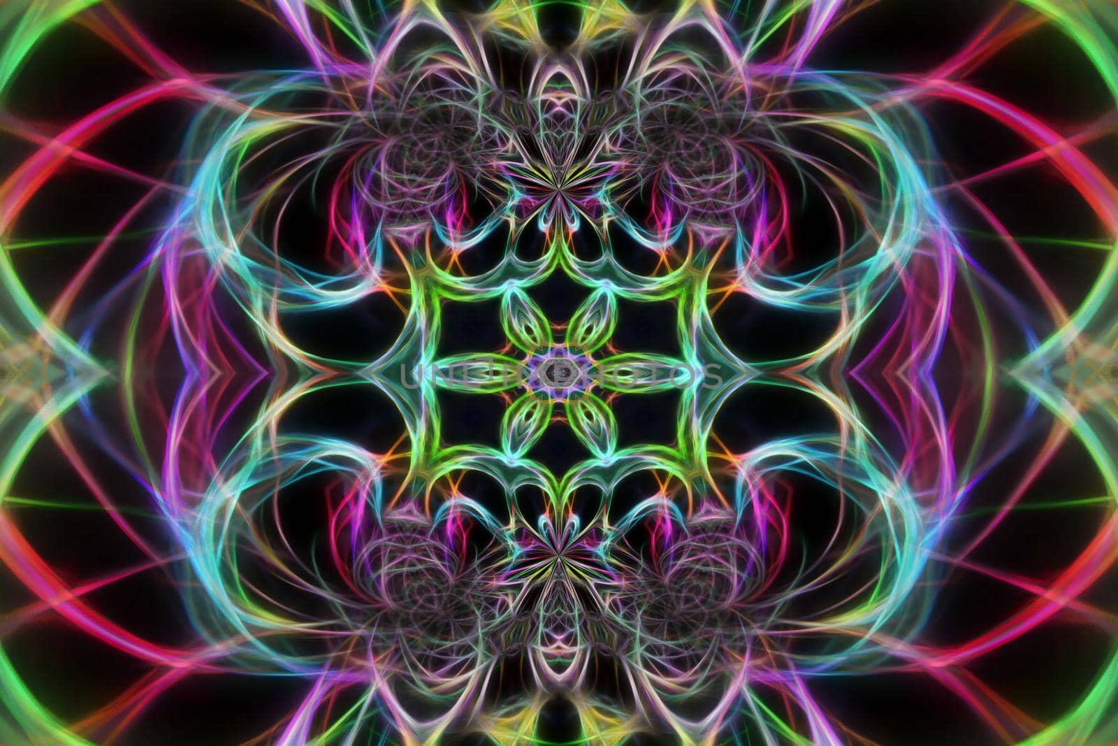 Abstract multicolored fractal neon background.