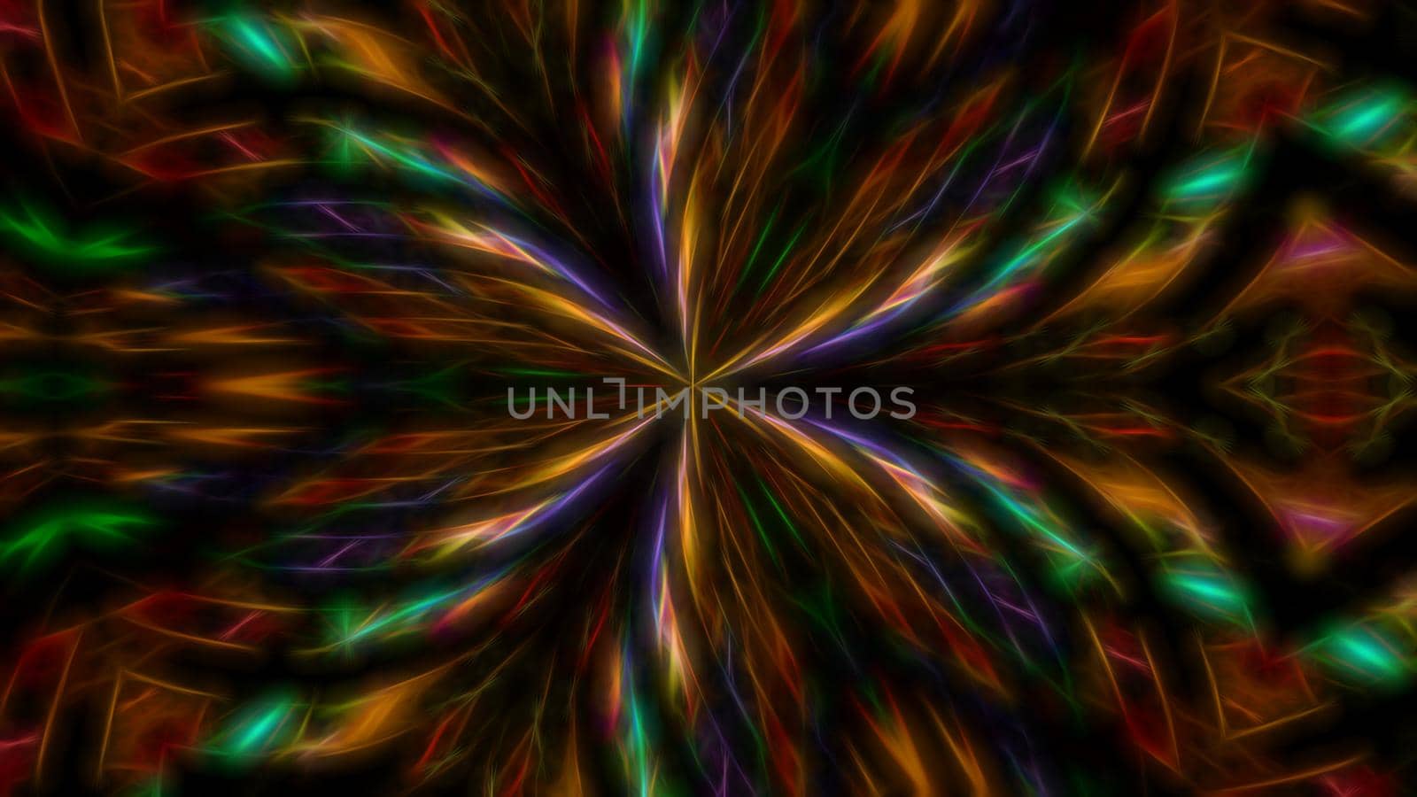 Abstract fractal background with glowing multi-colored lines. For design and network.