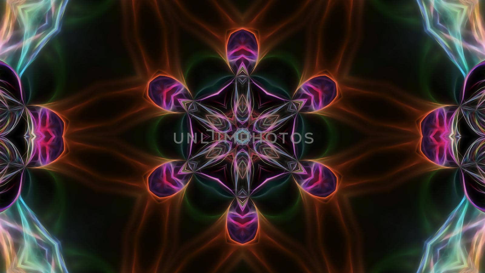 Abstract multicolored fractal neon kaleidoscope background.Design, art.