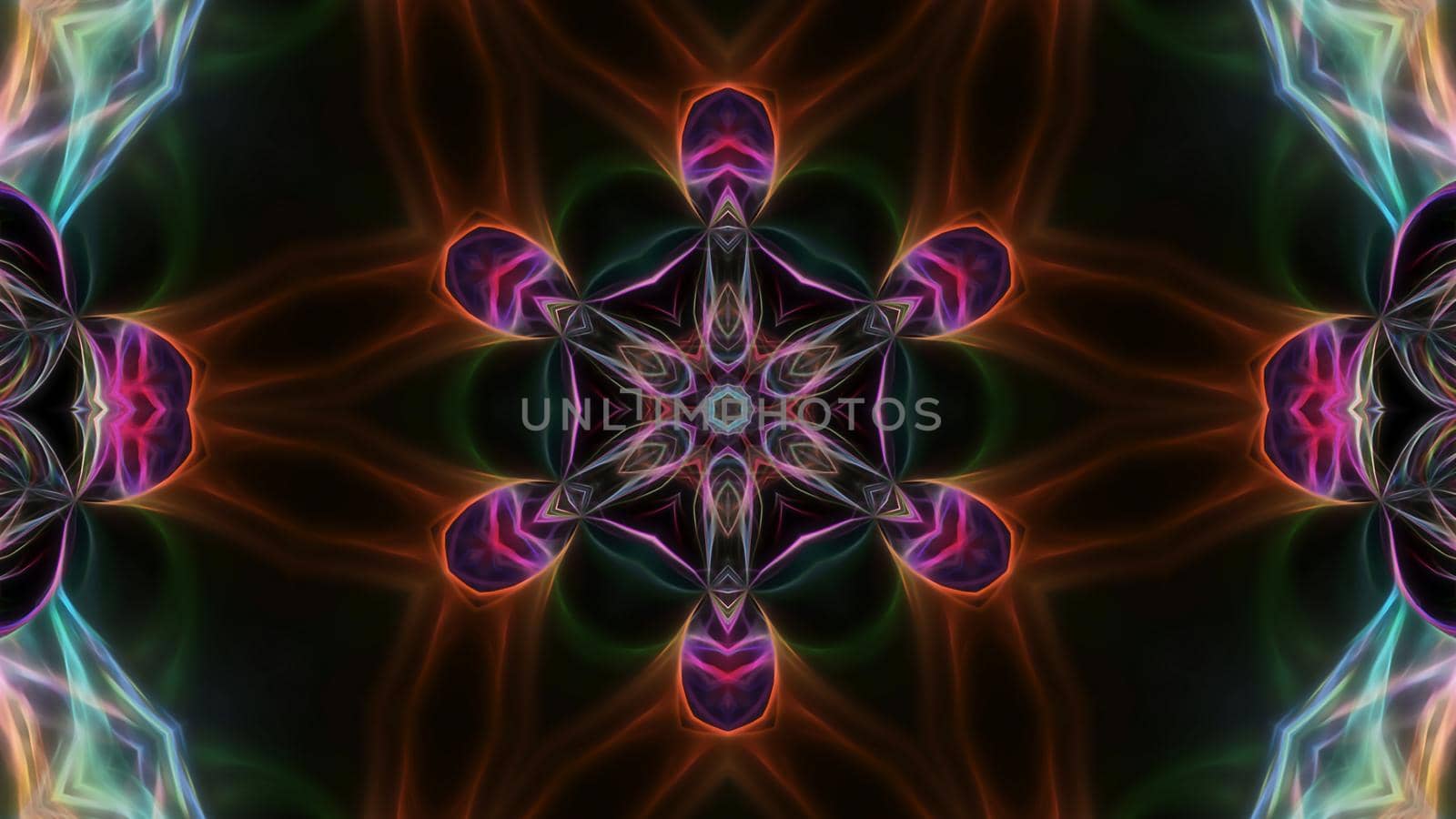 Abstract multicolored fractal neon kaleidoscope background.Design, art.