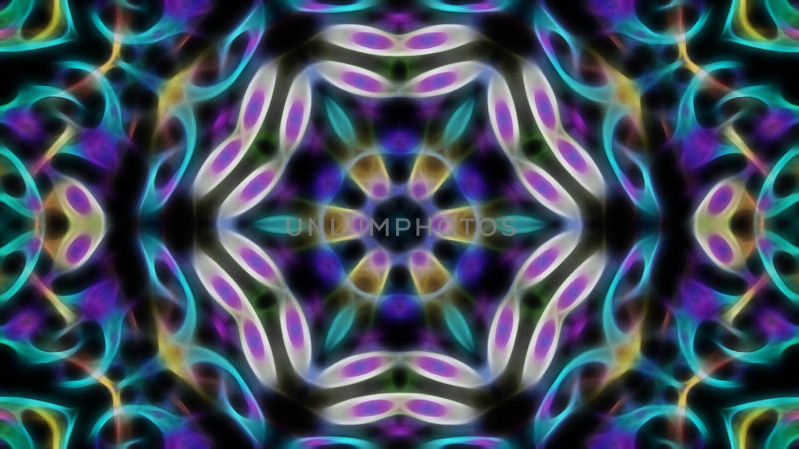 Abstract neon blurry patterned symmetrical background. For design and network
