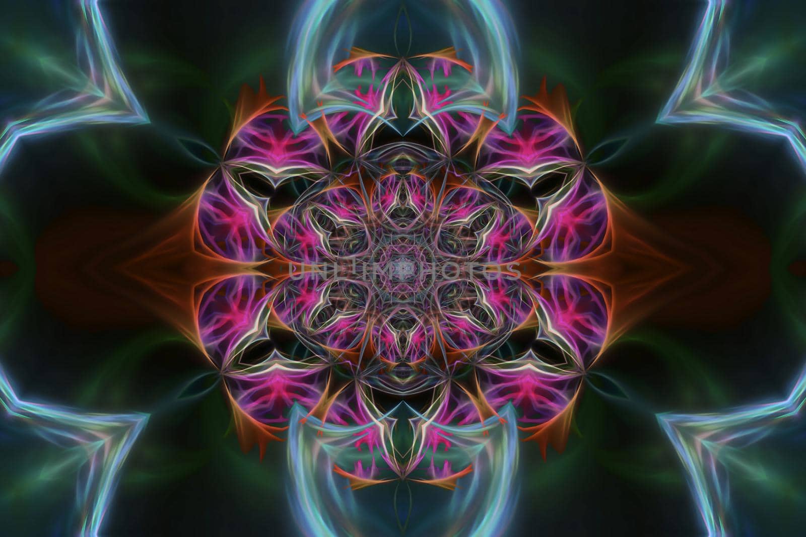 Abstract multicolored fractal neon background.