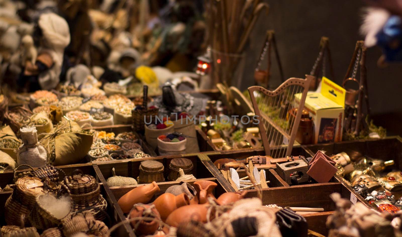 View of counter with handmade items