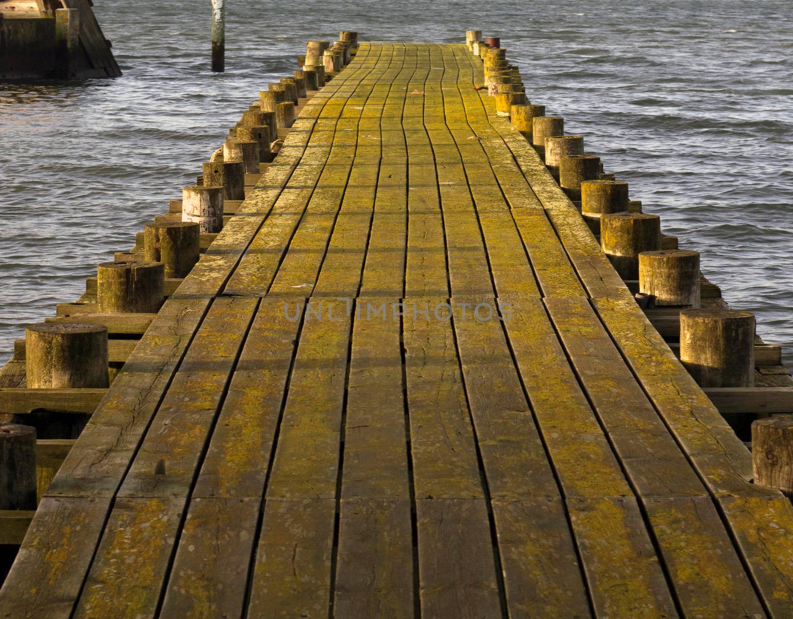 Old wooden pier walkway background