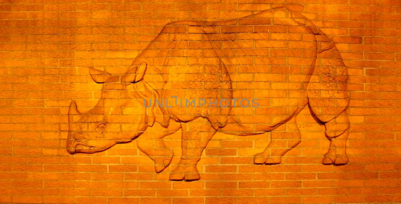 Rhino bas-relief at Berlin zoo by Lirch