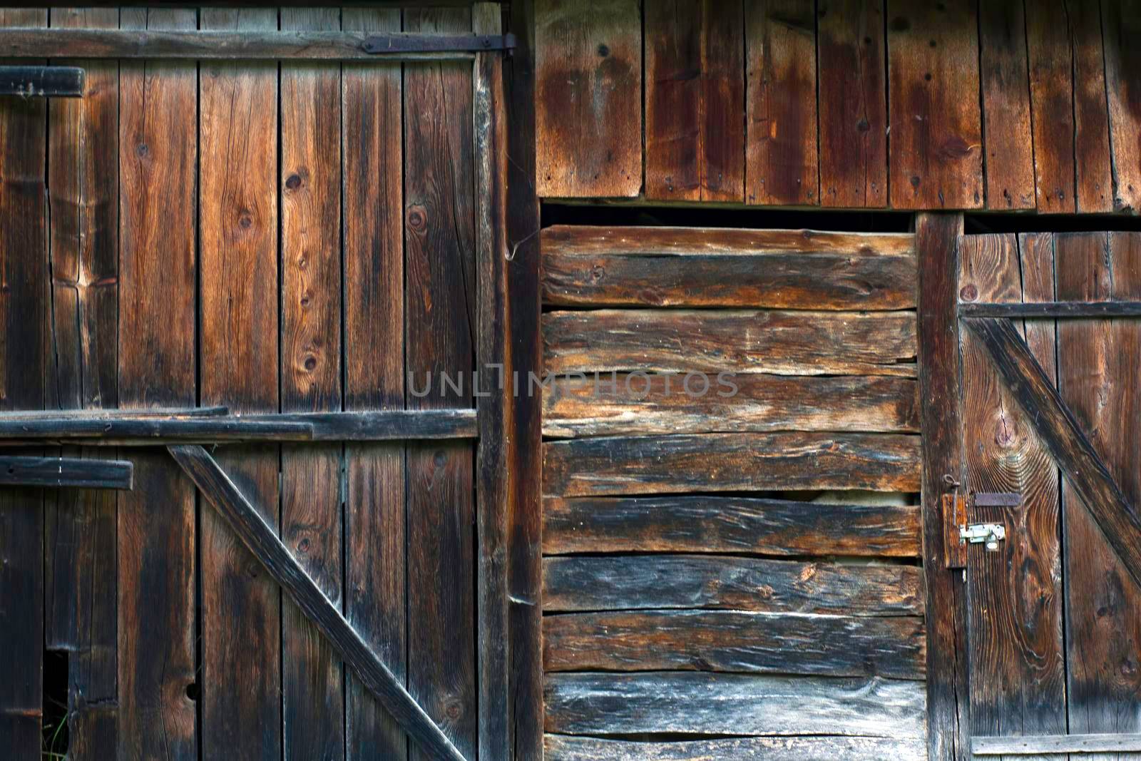 Old rustic barn door background