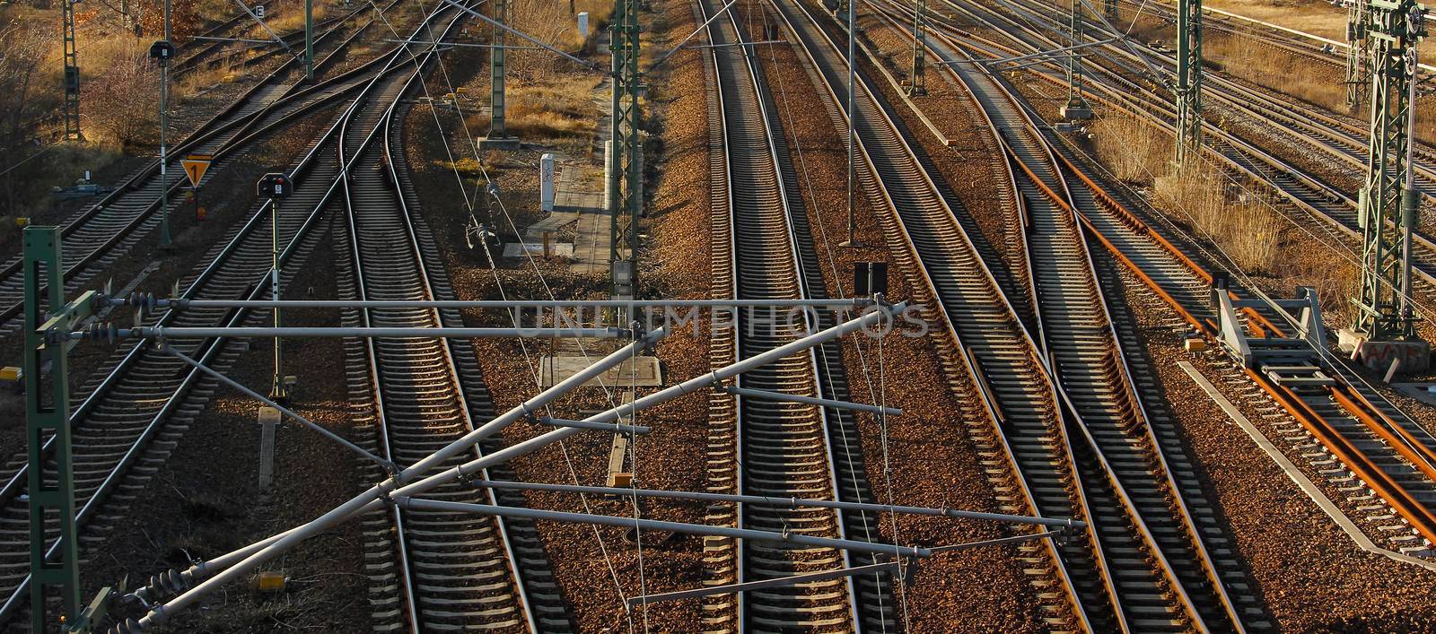 Train tracks in the sun, abstract background