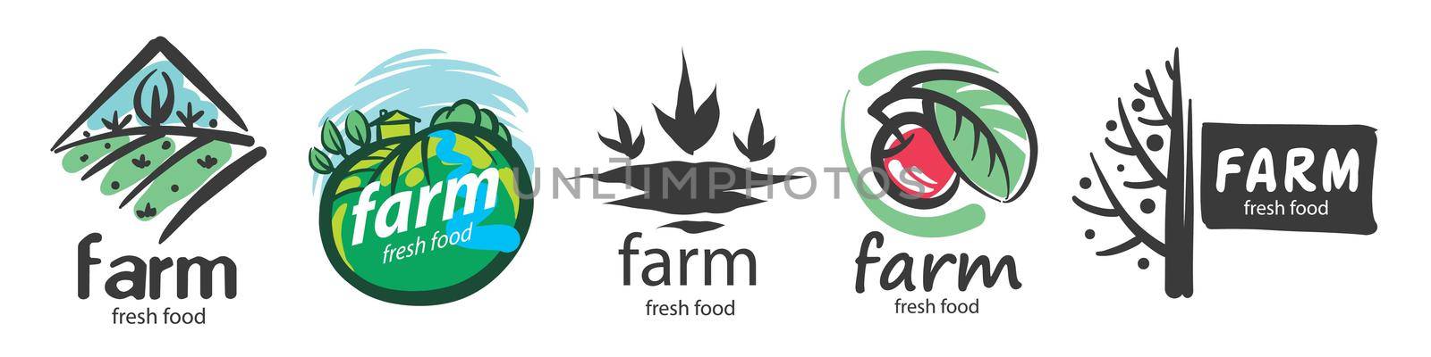 Vector set of logos for agriculture and farms by butenkow