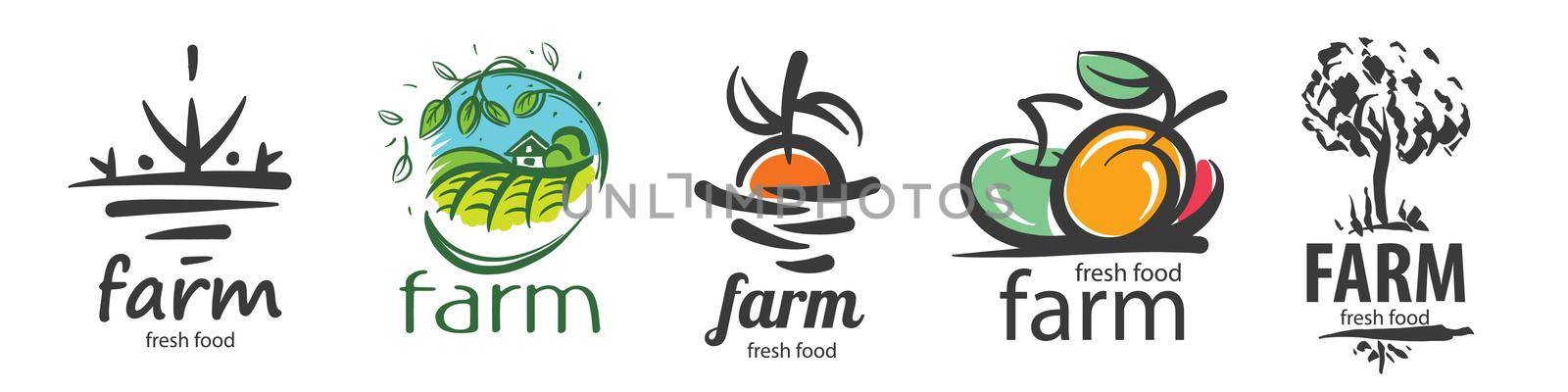 Vector set of logos for agriculture and farms.