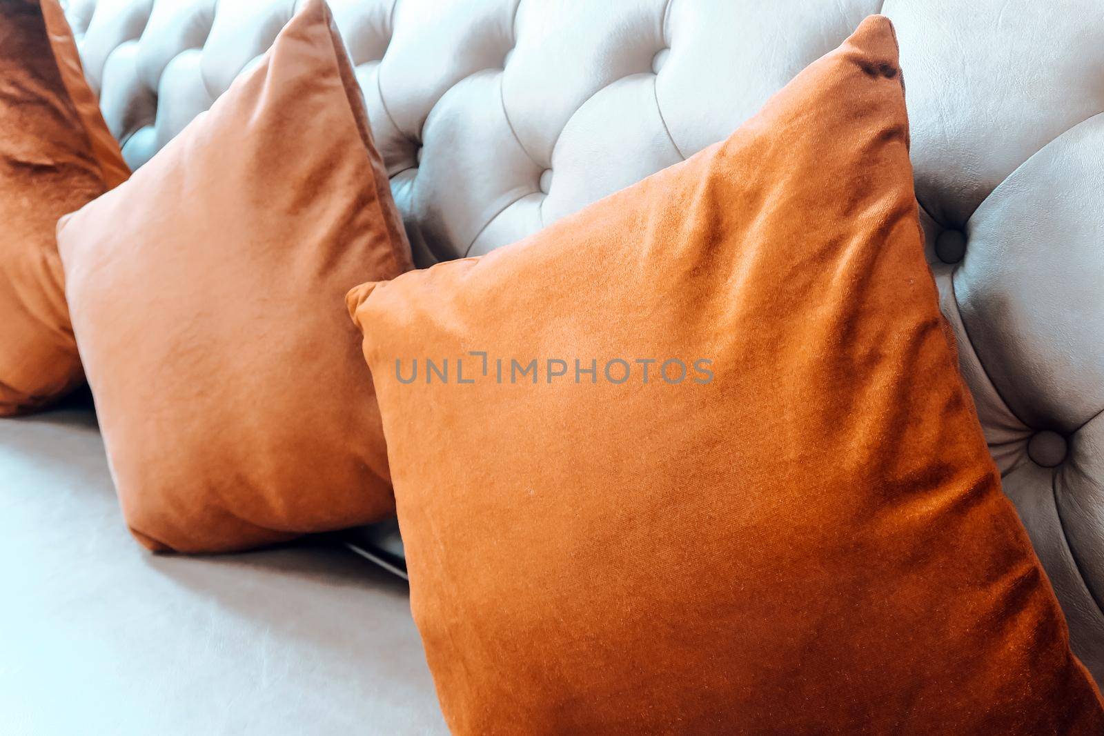 detail image of cushion on sofa, modern living room