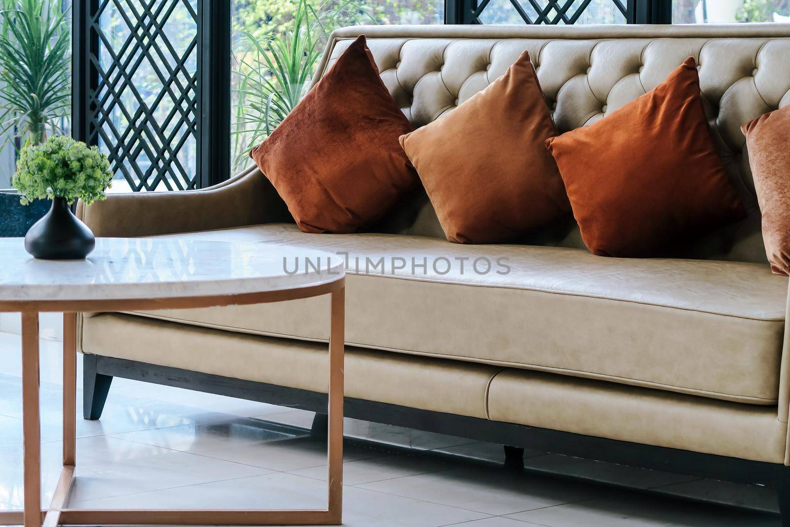 detail of modern living room House plant on coffee table interior decoration