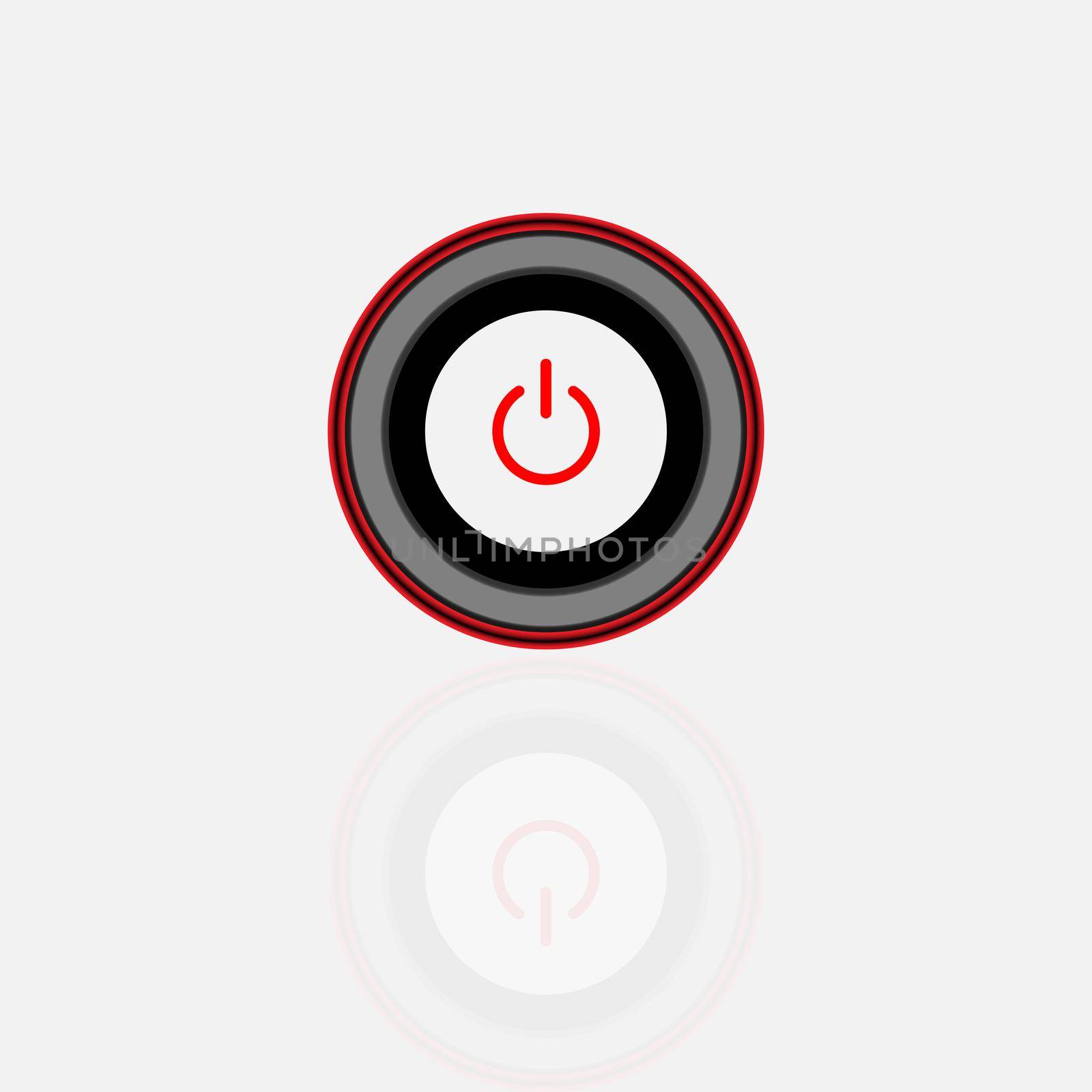 On Off Push style power buttons with a black background. The Off buttons are enclosed in a red circle and red neon round