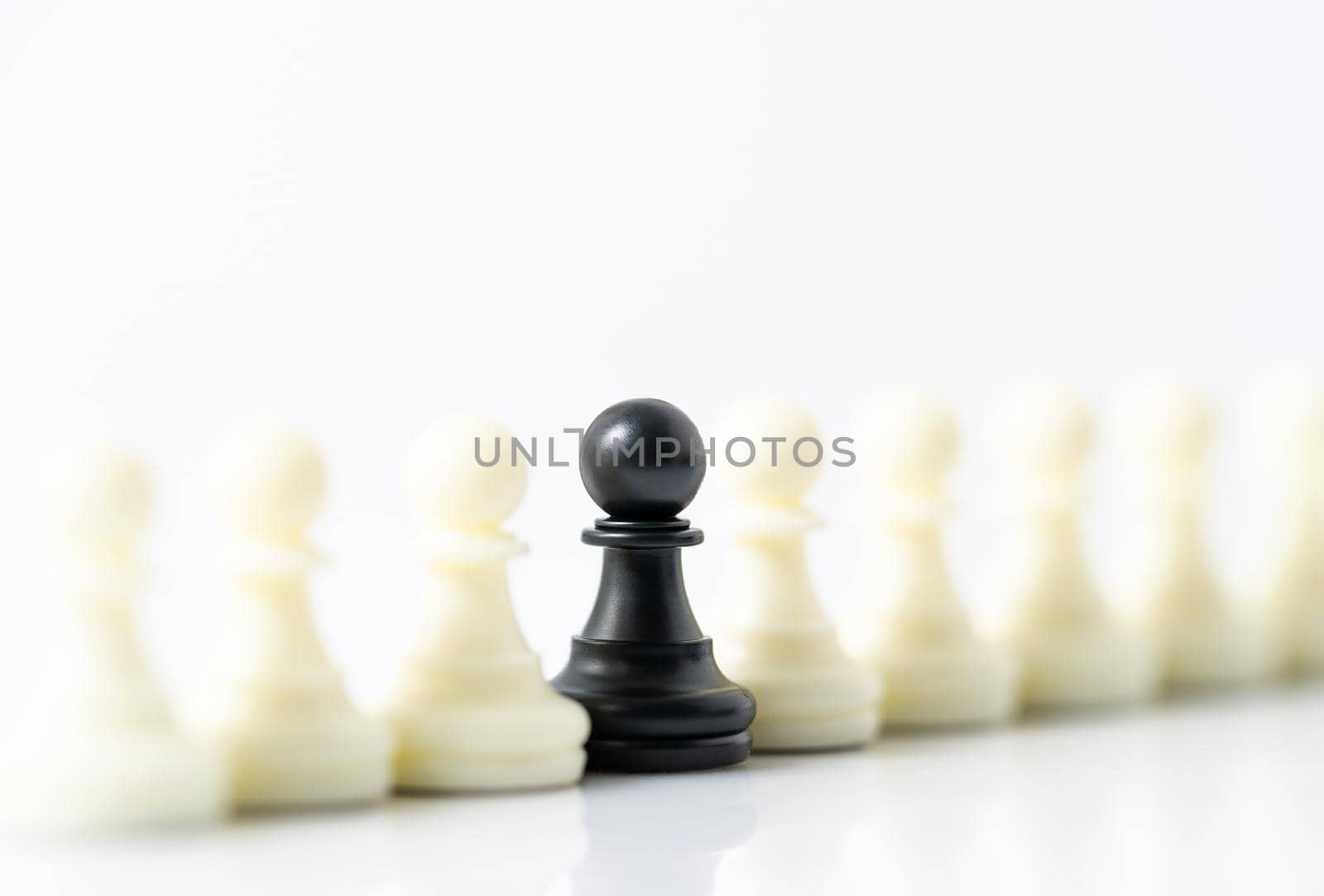 Set of Black and white chess pieces on white background by stoonn