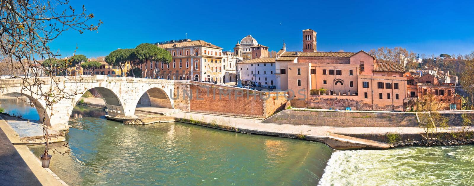 Eternal city of Rome. Tiber river island in Rome panoramic view by xbrchx