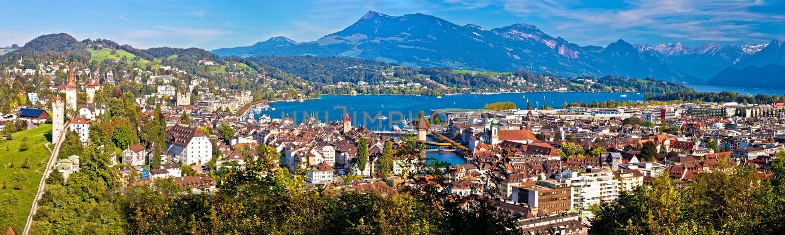 City and lake of Luzern panoramic view from the hill by xbrchx