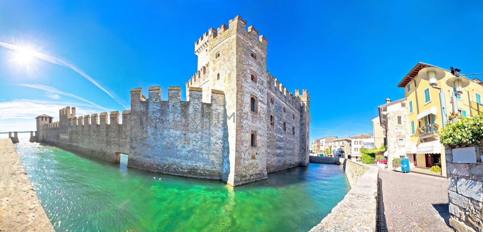 Town of Sirmione entrance walls view, Lago di Garda, Lombardy region of Italy
