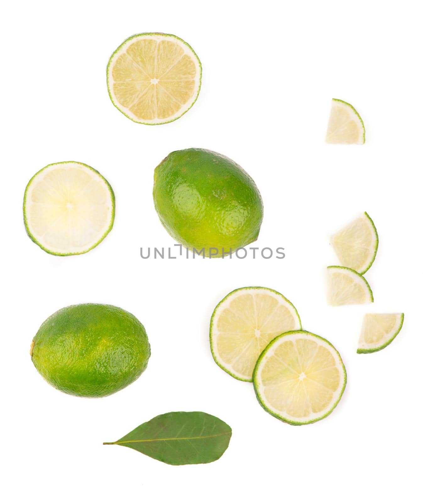 Creative layout made of lime. Flat lay. Food concept.