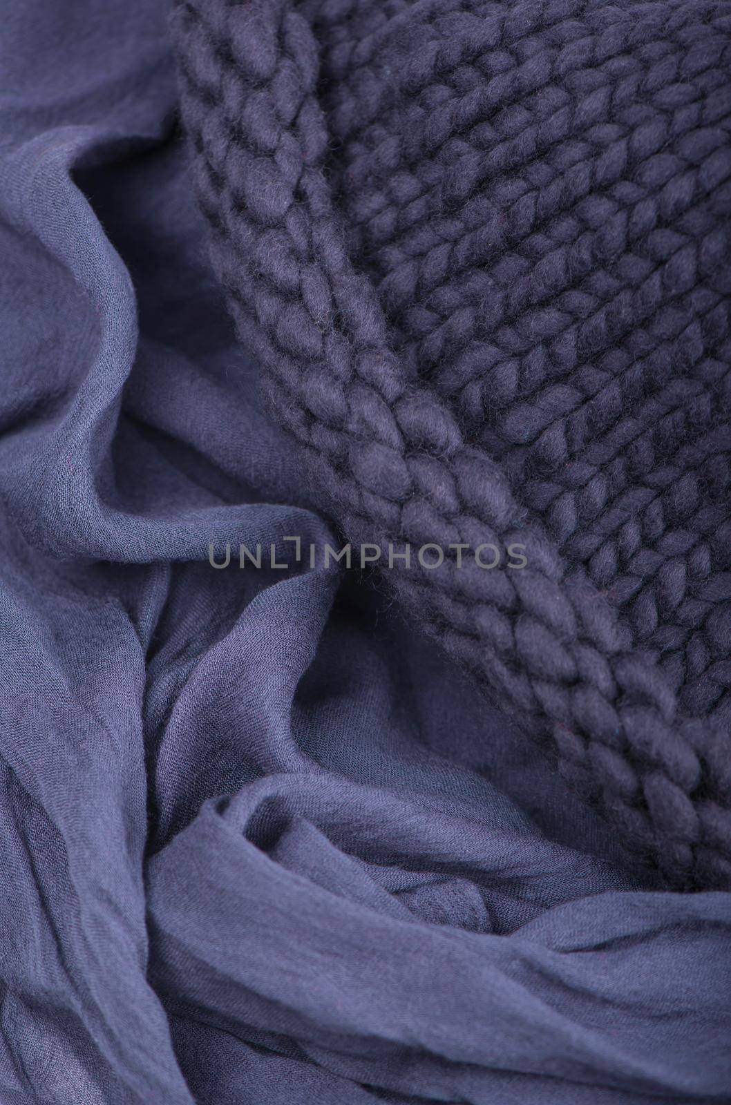 knitted scarf graphite color background