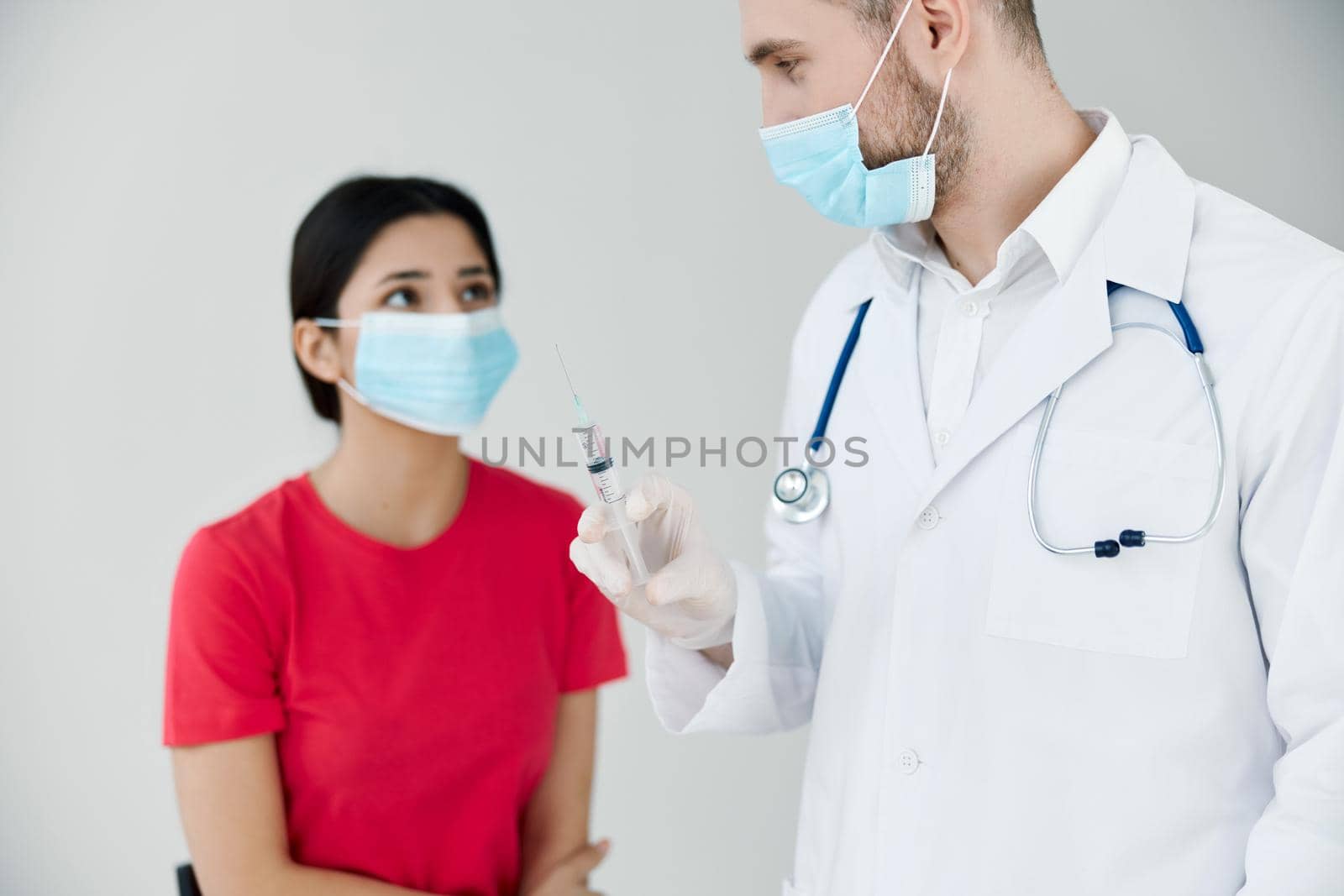 male doctor holding assessment vaccination health coronavirus. High quality photo