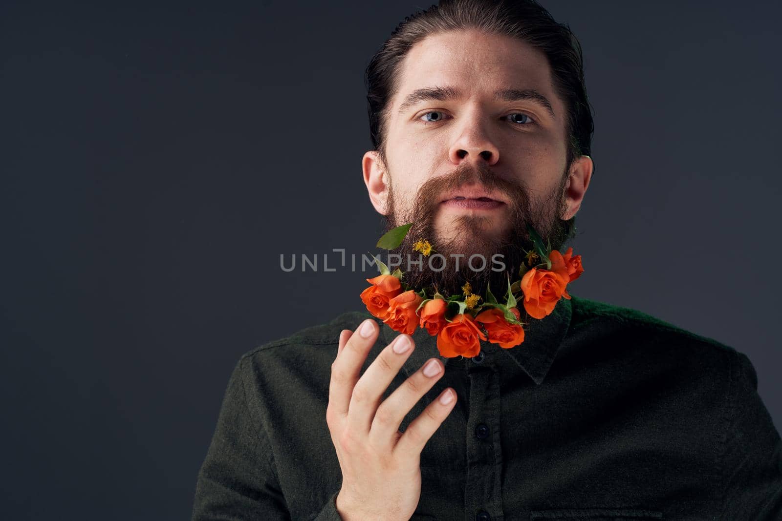 Nice man and flowers in the city decoration charm close-ups Studio by SHOTPRIME