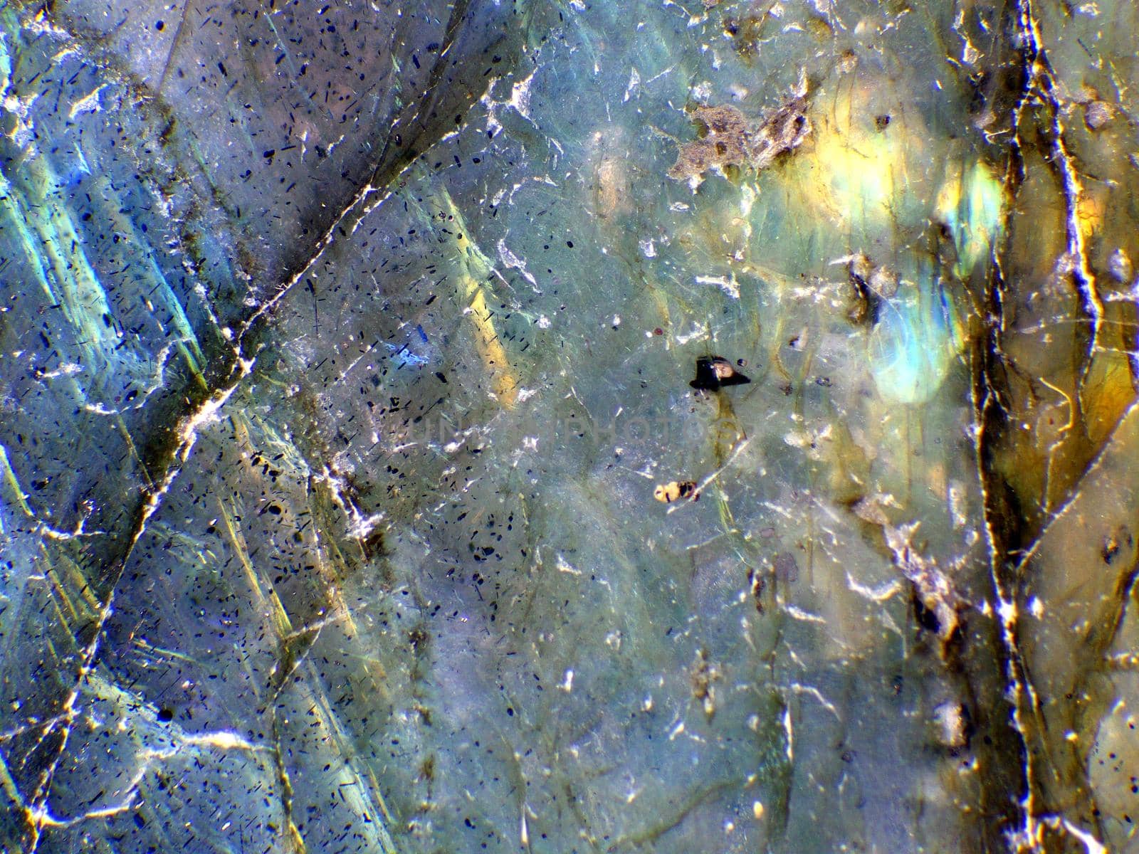 Labradorite with schiller in a macro