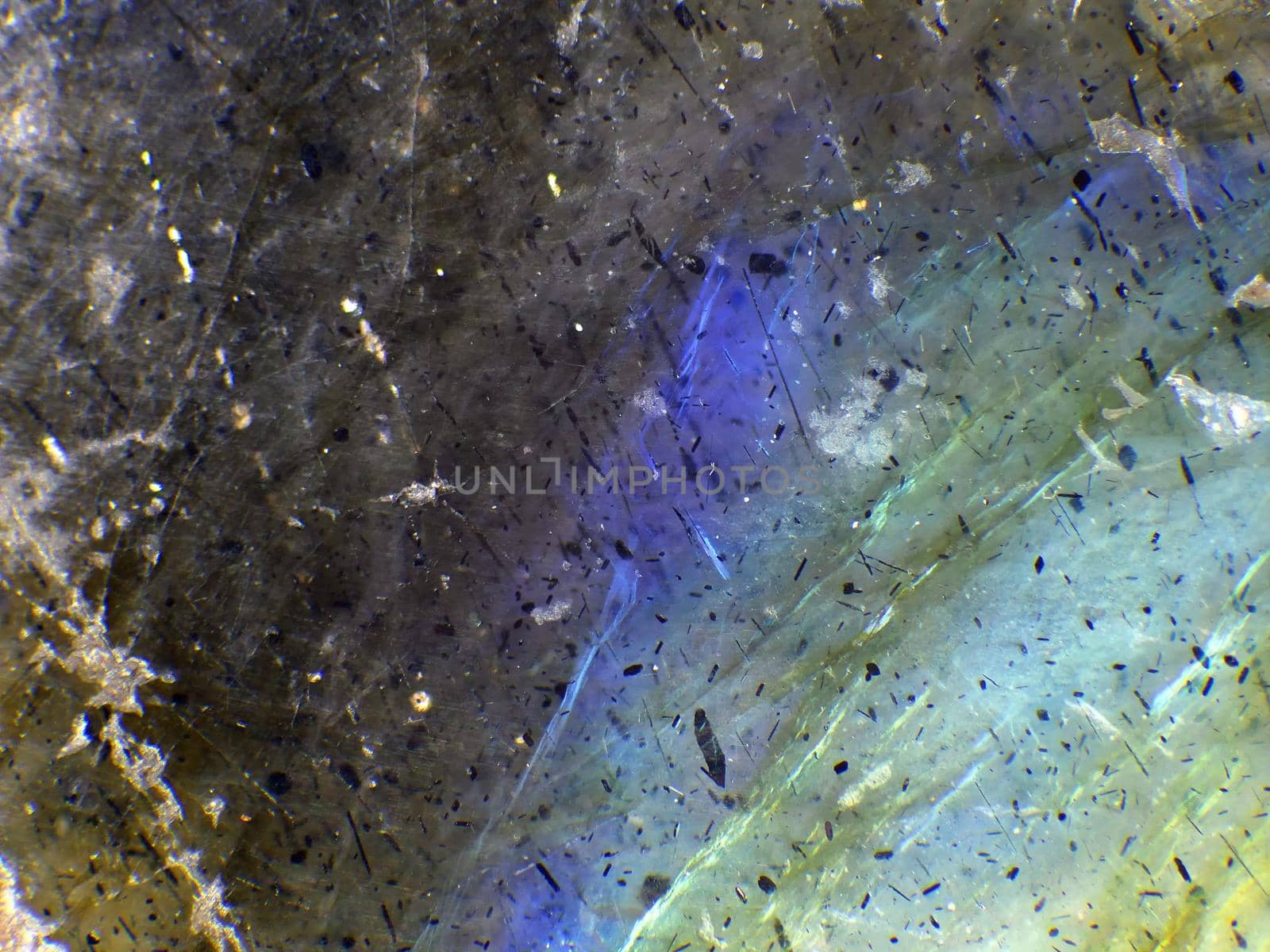 Labradorite with schiller in a macro