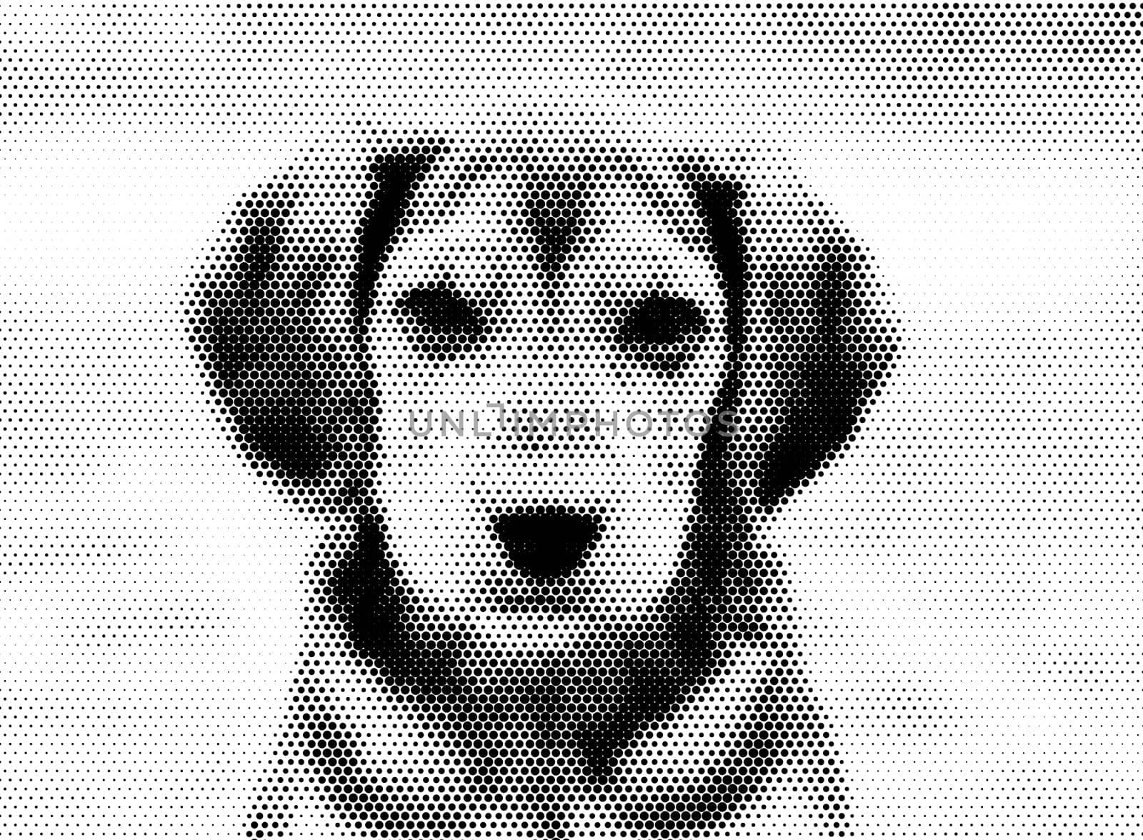 Black white dog halftone illustration by hamik