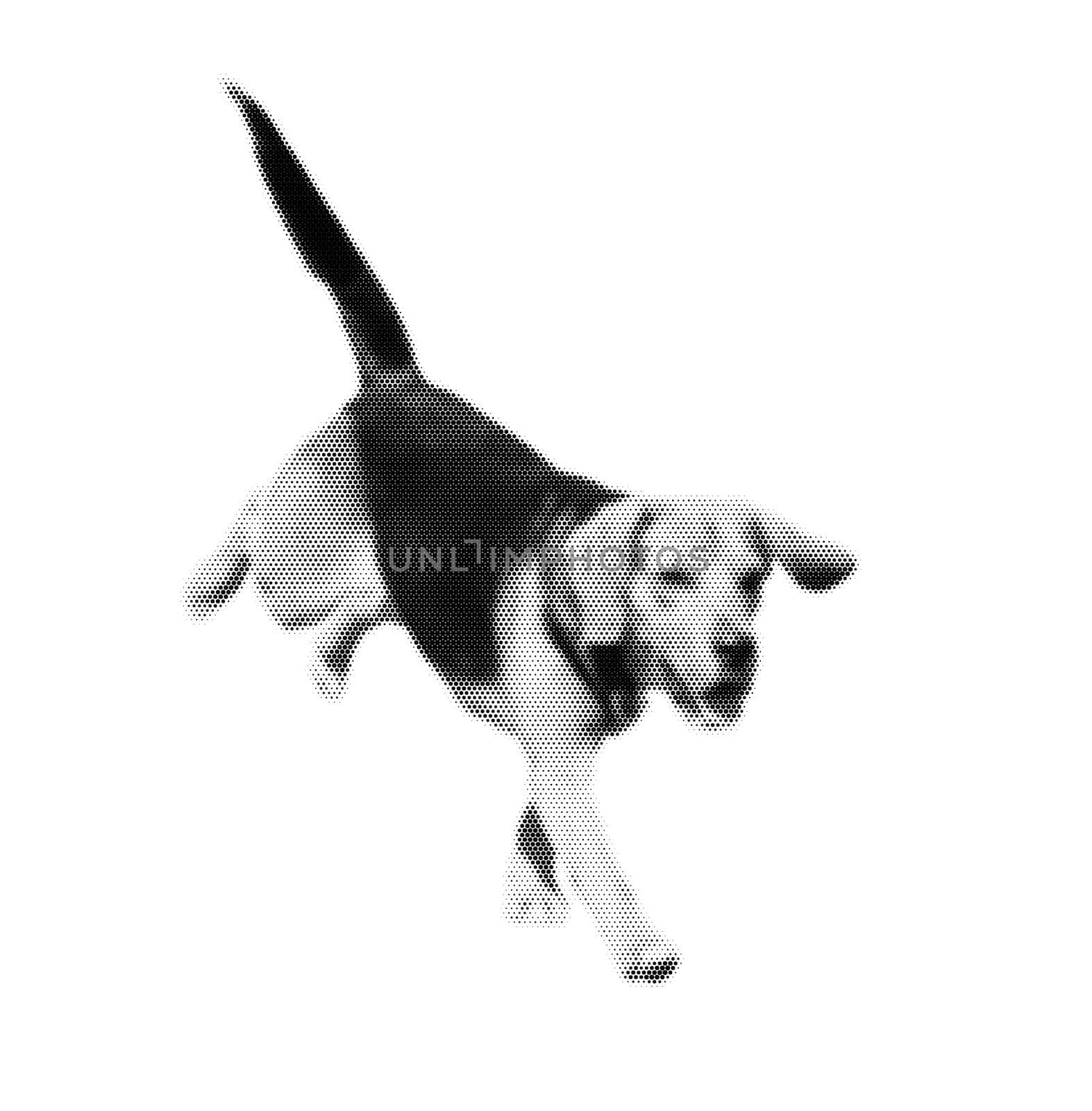 Black white dog halftone illustration by hamik