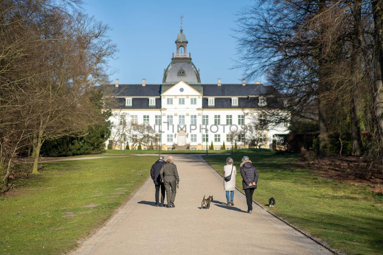 CharlottenlundDenmark - April 06, 2020: Exterior view of Charlottenlund Palace