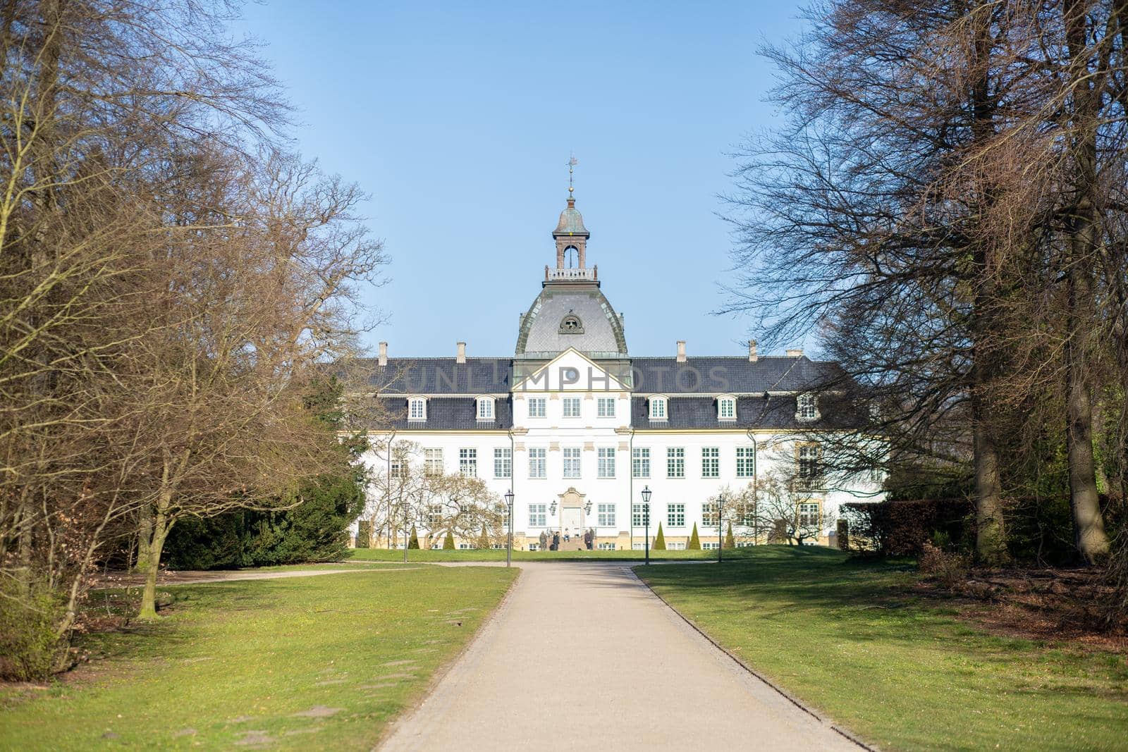 CharlottenlundDenmark - April 06, 2020: Exterior view of Charlottenlund Palace