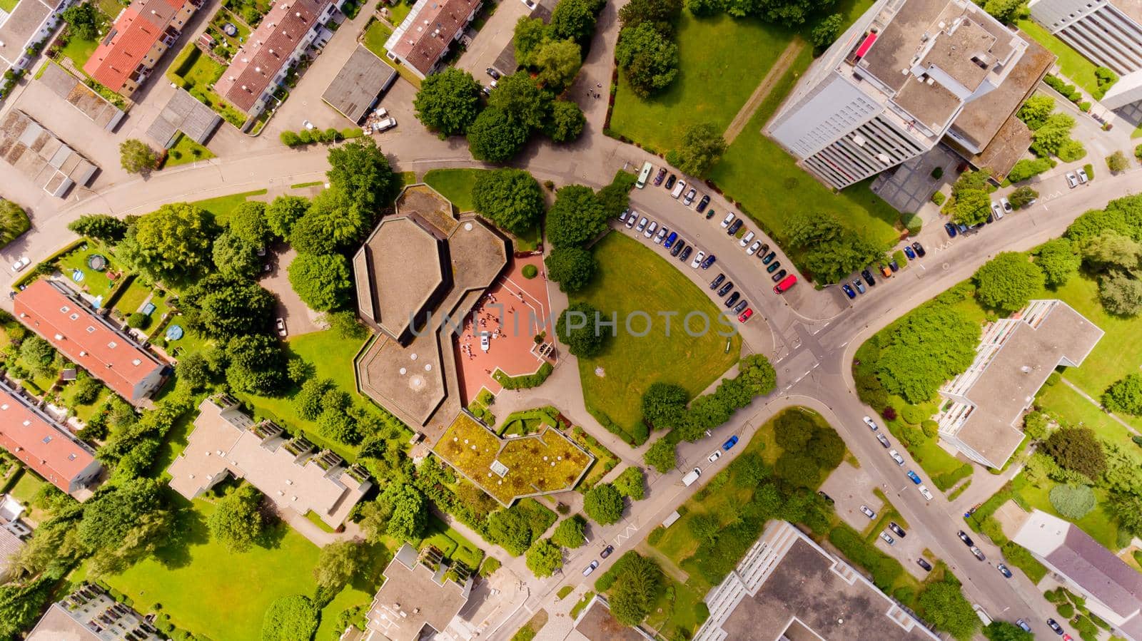 Top view of Memmingen city in Bavaria. Germany.