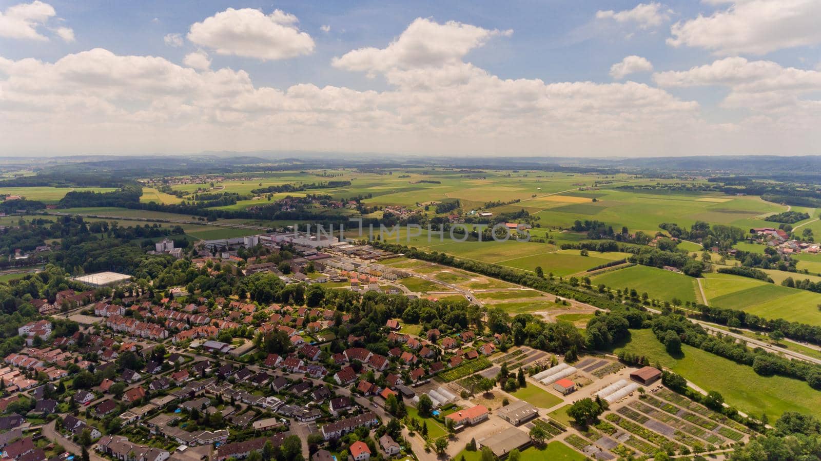 Aerial view of Memmingen city in Bavaria. Germany.