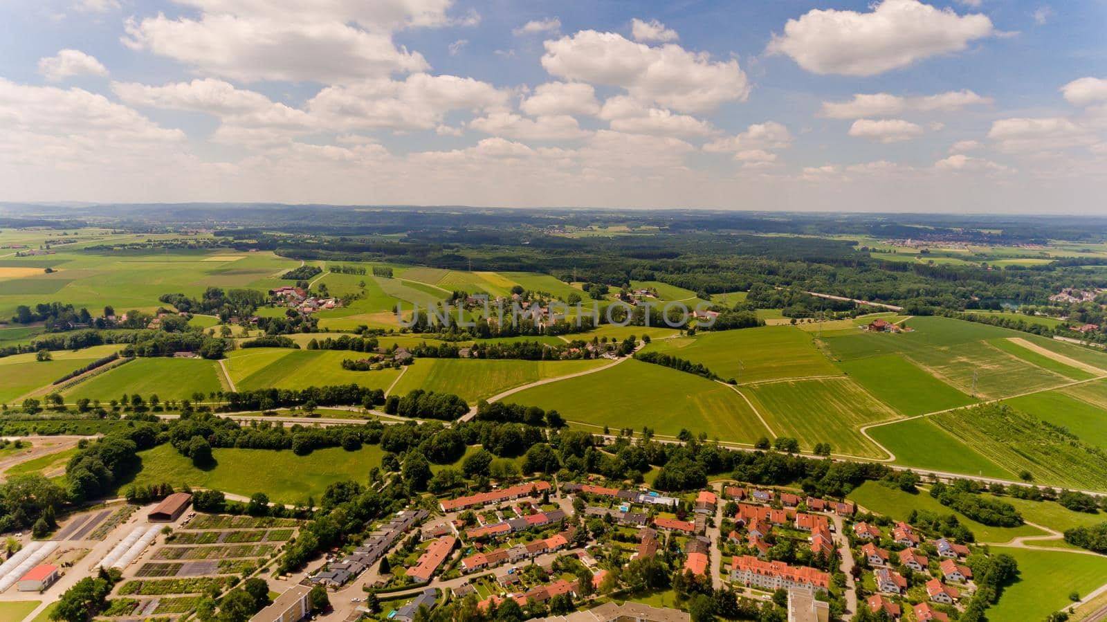 Aerial view of Memmingen city in Bavaria. Germany.