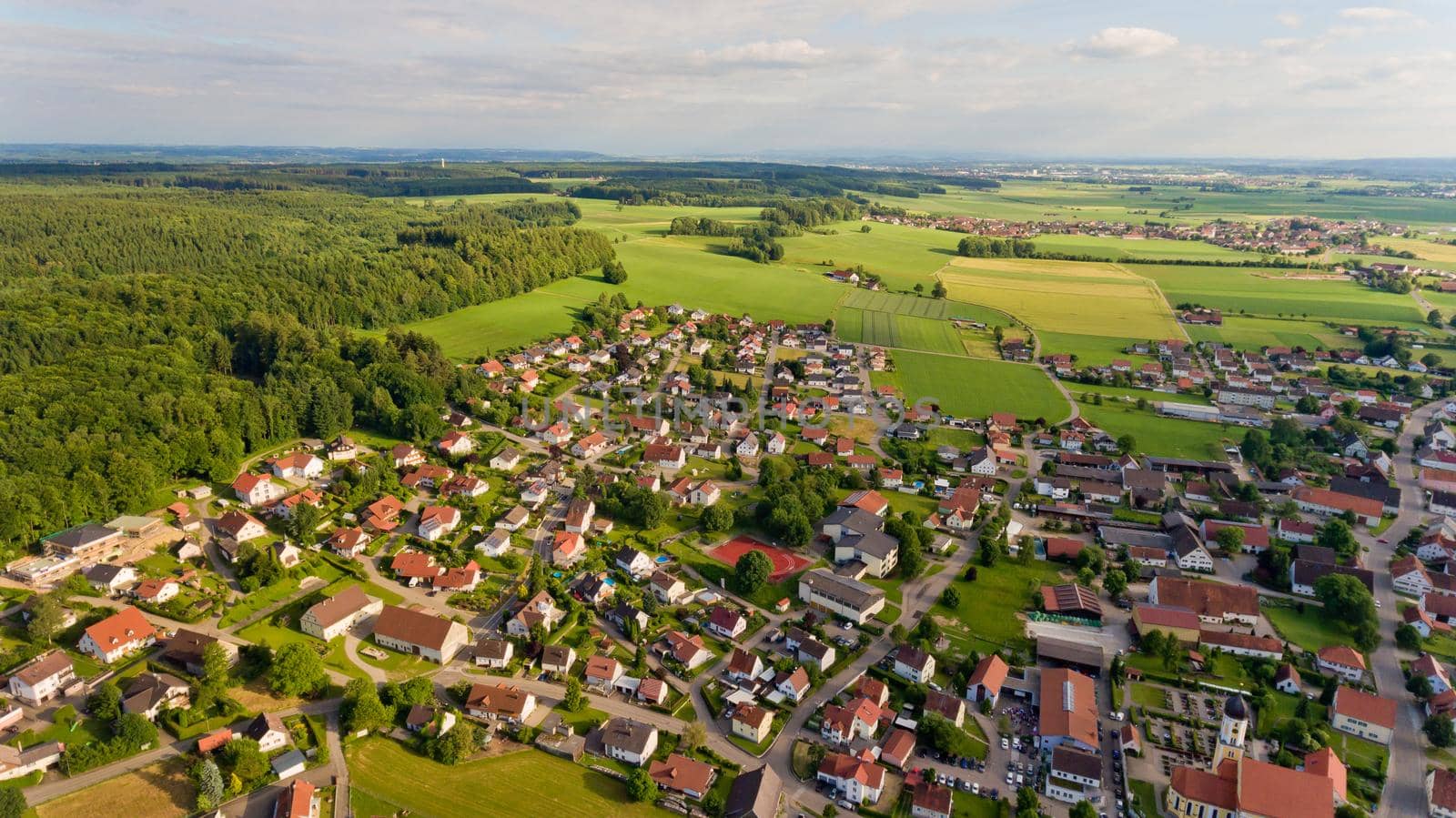 Aerial view of Boos village in Bavaria. Germany. by leonik