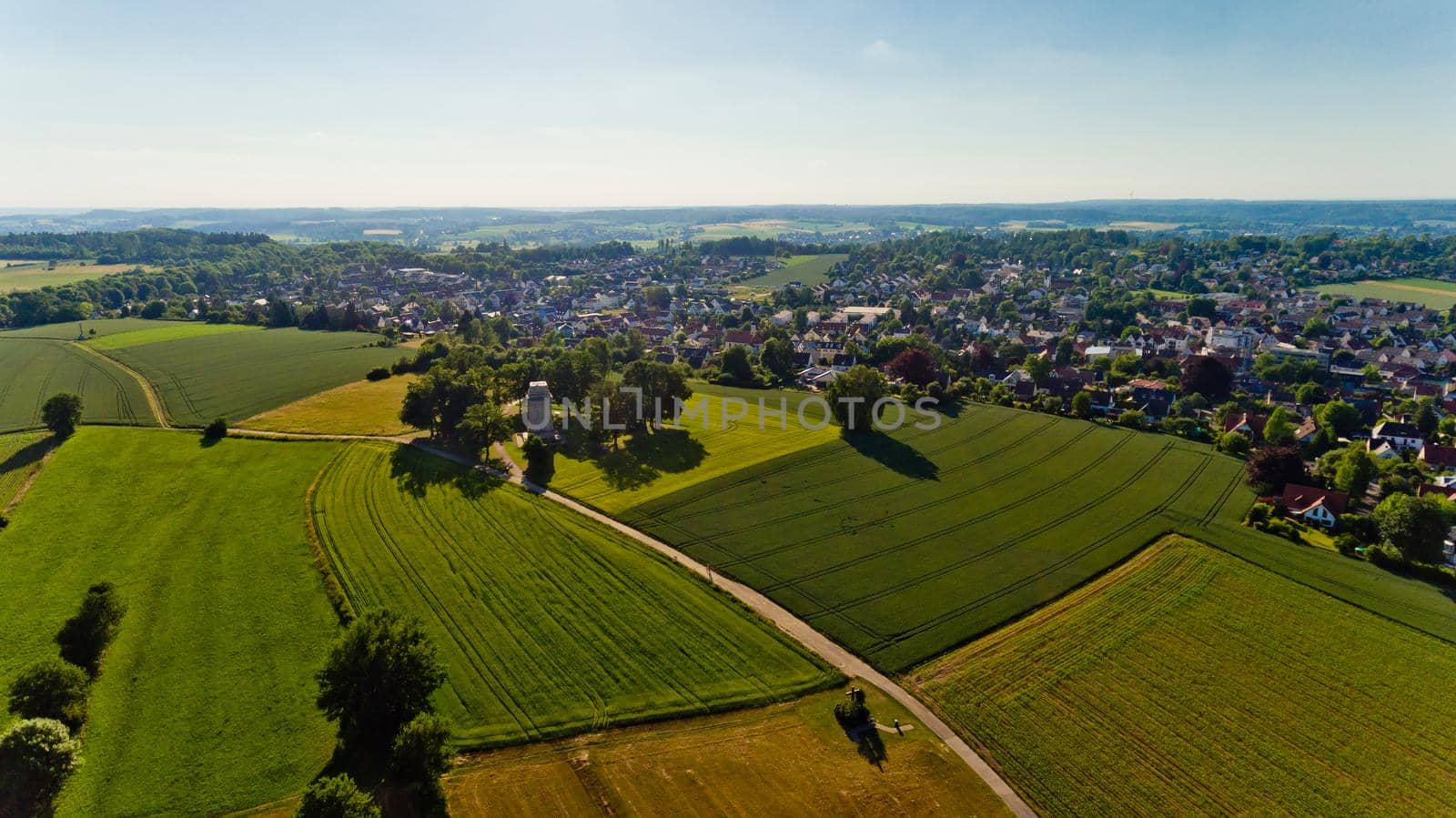 Aerial view of Augsburger Bismarckturm. Augsburg, Germany.