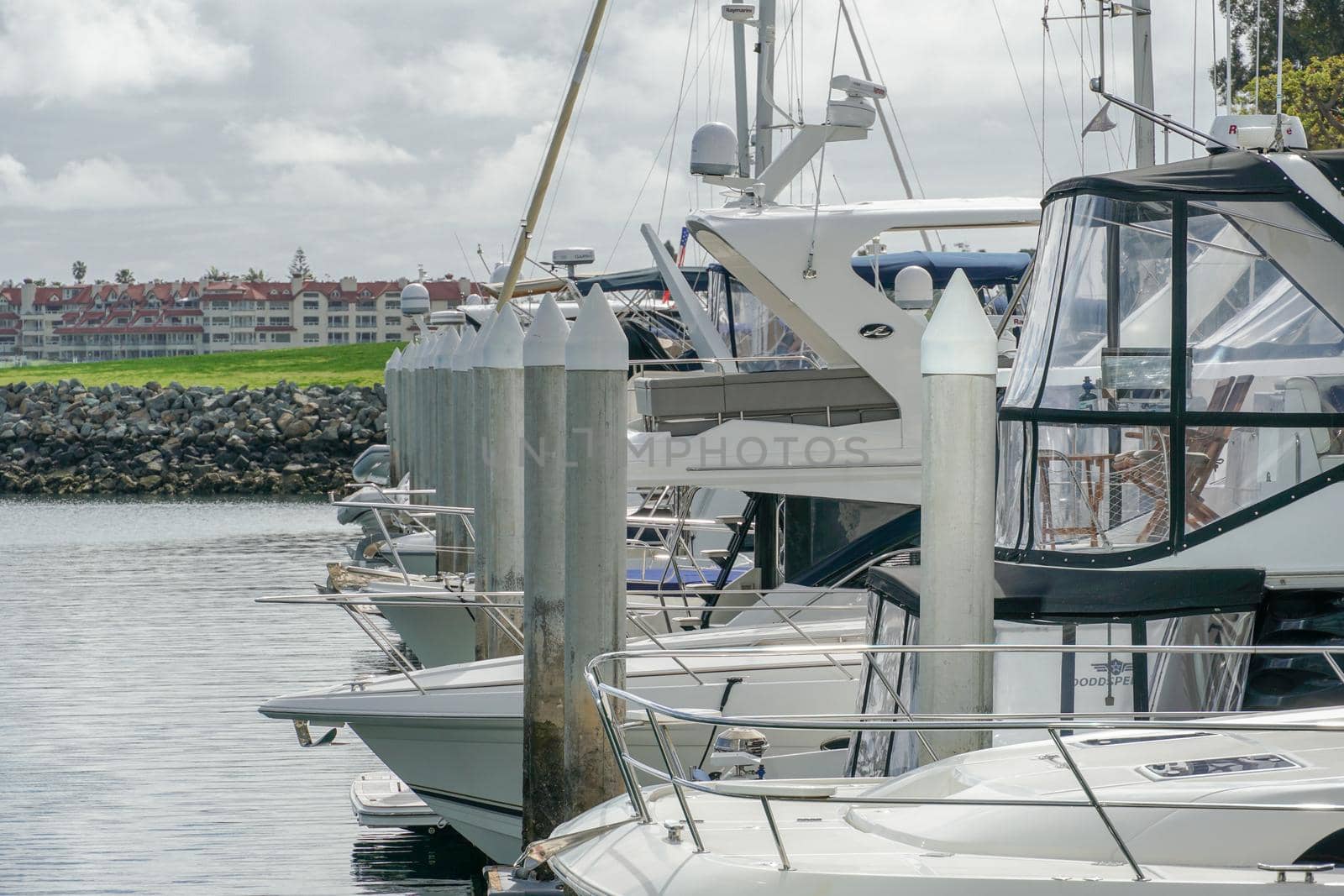 Boats moored at Embarcadero Marina Park North, San Diego.  by Bonandbon