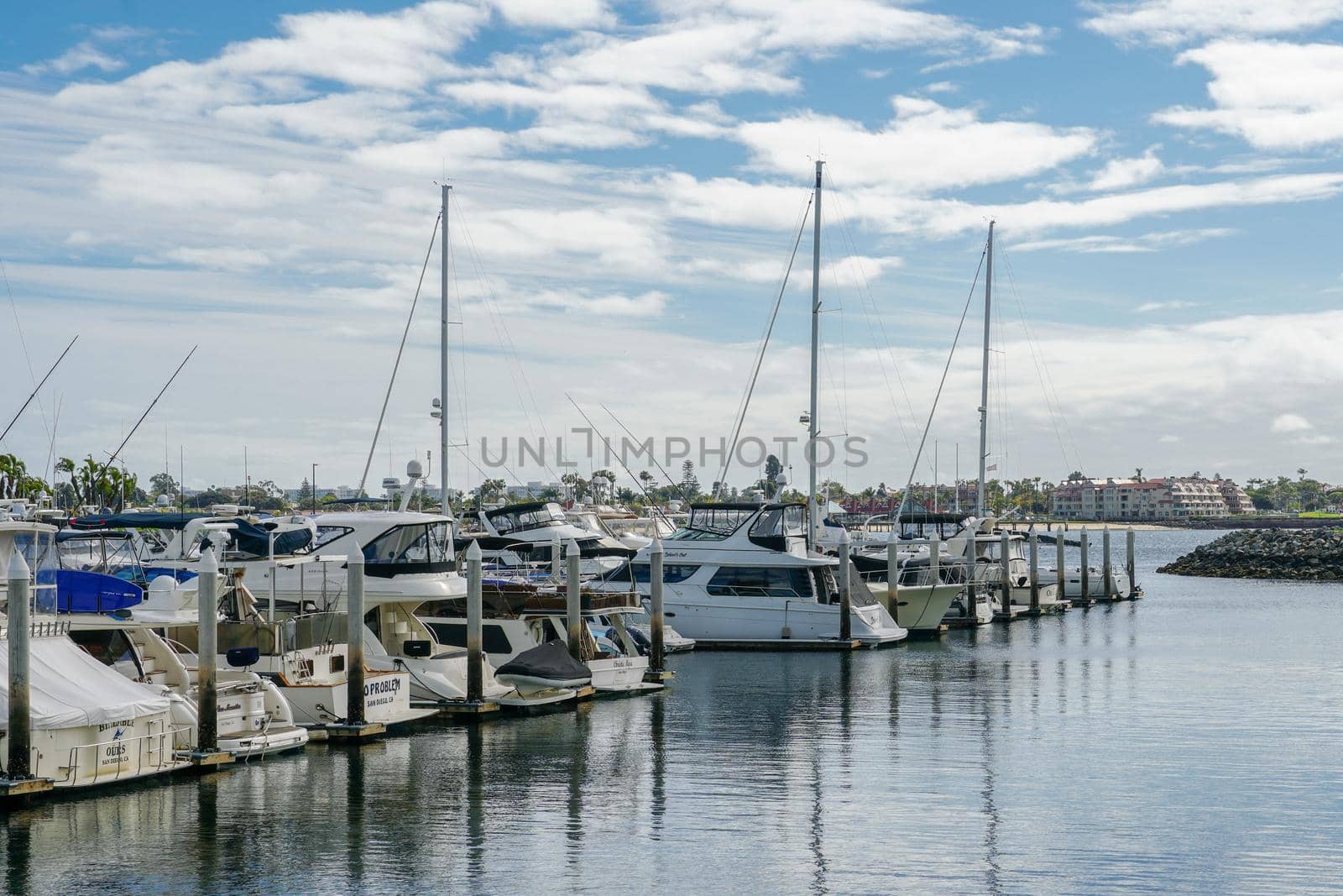 Boats moored at Embarcadero Marina Park North, San Diego.  by Bonandbon