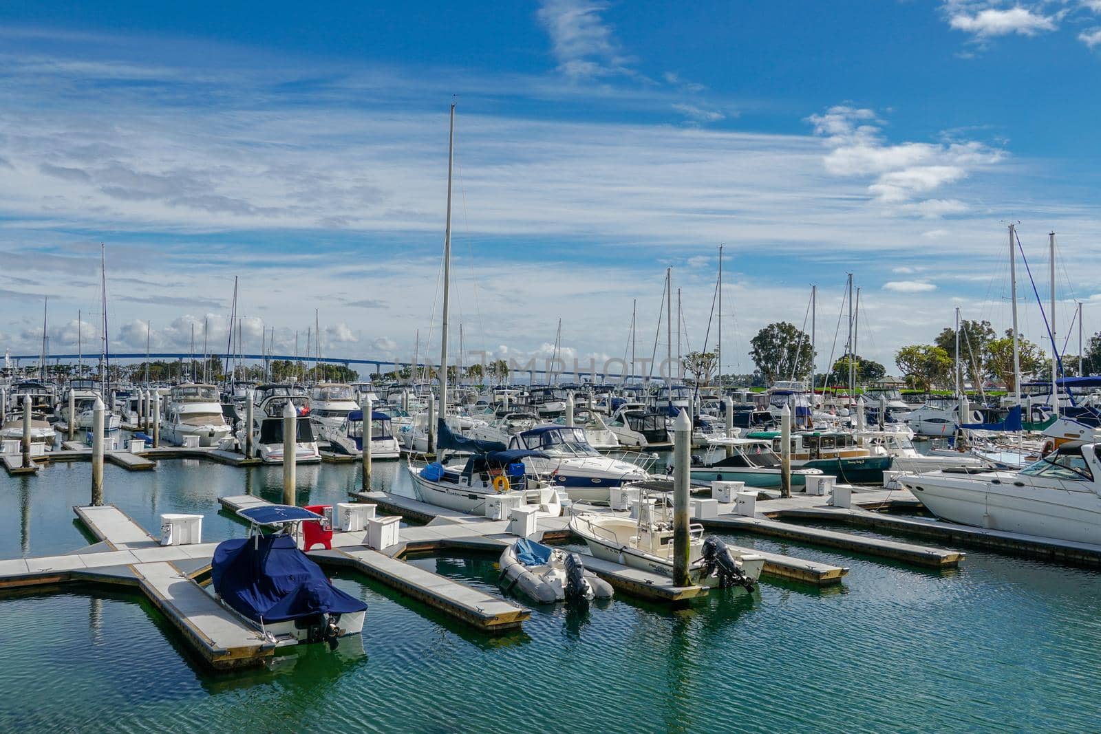 Boats moored at Embarcadero Marina Park North, San Diego.  by Bonandbon