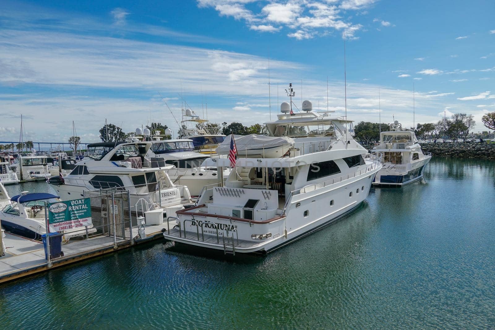 Boats moored at Embarcadero Marina Park North, San Diego.  by Bonandbon