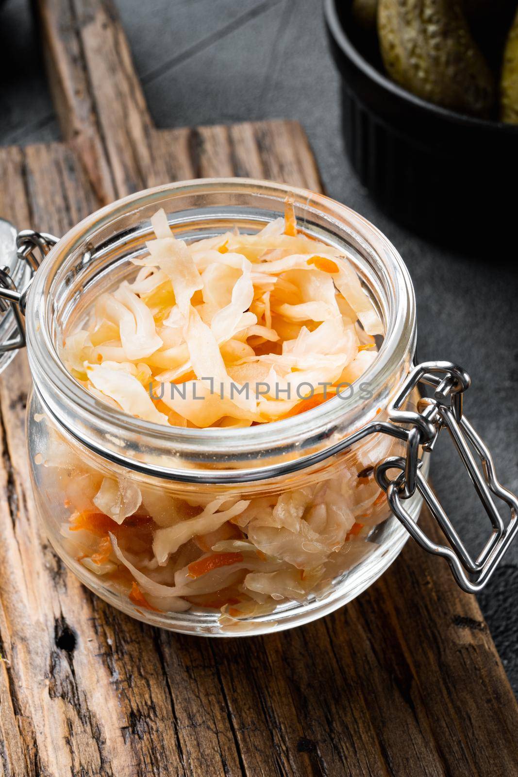Cabbage preserving set, on gray background